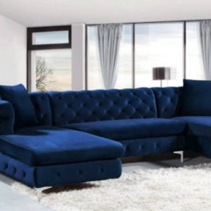 Sofa rút trám tân cổ điển WANESL 2900x1850 vải/da cao cấp