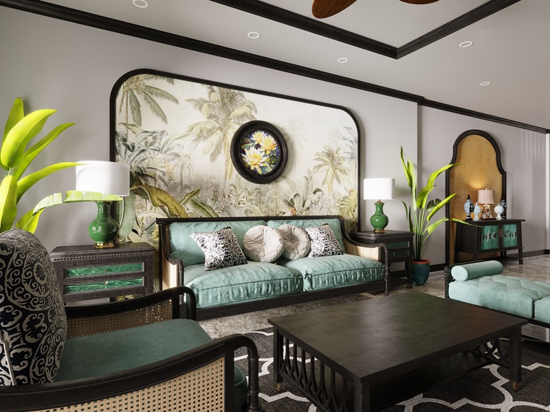 Cân đối tỷ lệ màu sắc trong nhà phong cách Indochine
